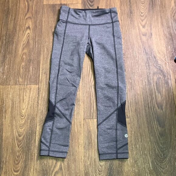 Lululemon Pace Rival Crop *22" pants gray / Black‎ (First Release) leggings - Picture 1 of 7